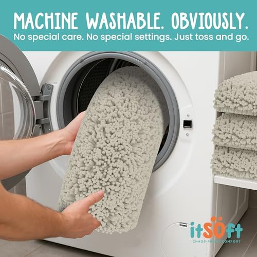 Chenille Bath Mats 71"x21", Plush Absorbent Quick Dry, Soft & Machine Washable, Non Slip Carpet for Bathroom, Thick Bathroom Rugs, Shower Restroom Rug Mat, Alfombras De Bano, Bathrugs