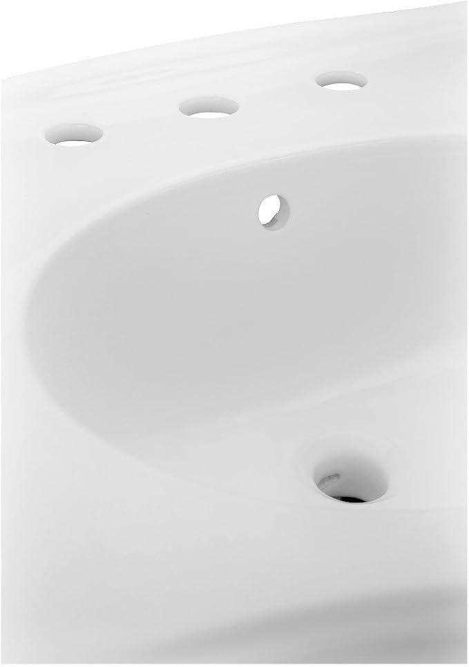 Renovators Supply Manufacturing Darbyshire 34"W x 22.5" D x 32" H Large Bathroom Pedestal Sink. Vitreous China with Overflow, 8 in. Widespread Faucet Holes