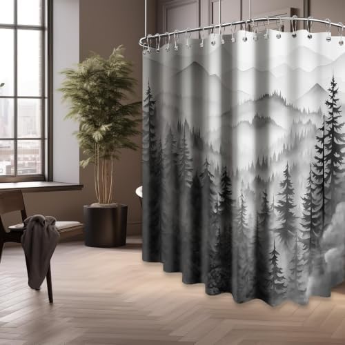 Black and White Extra Wide Shower Curtain, 108X72 in for Clawfoot Tub