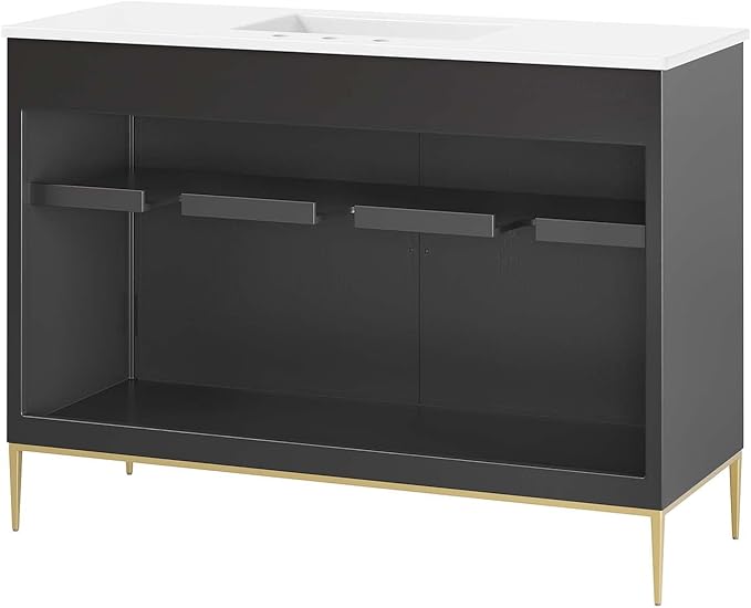 Modway Awaken Bathroom Vanity Cabinet, 48", White Black