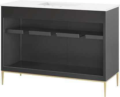 Modway Awaken Bathroom Vanity Cabinet, 48", White Black