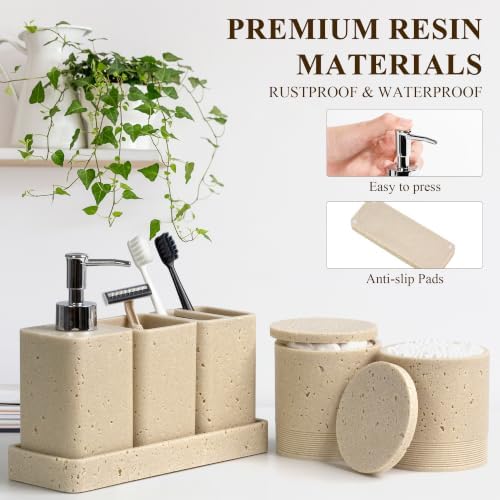 YMXYJM Bathroom Accessories Set 6 Piece Soap Dispenser Set Travertine Beige