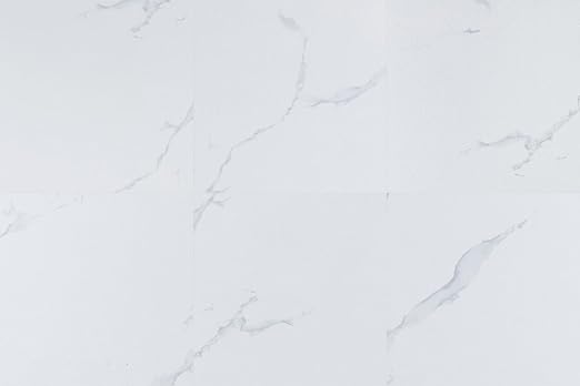 Peel and Stick Vinyl Floor Tiles | White Marble | 30 Tiles | Waterproof / DIY installation / Kitchen / Bathroom /RV /Living Room /Lobby /2.8m2