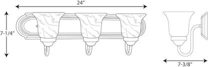 Progress Lighting P3053-09 Alabaster Glass Bath & Vanity, 24-Inch Width x 7-1/4-Inch Height, Brushed Nickel