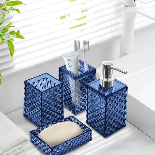 Bathroom Accessory Set, 5 PCS Blue Bathroom Accessories Sets