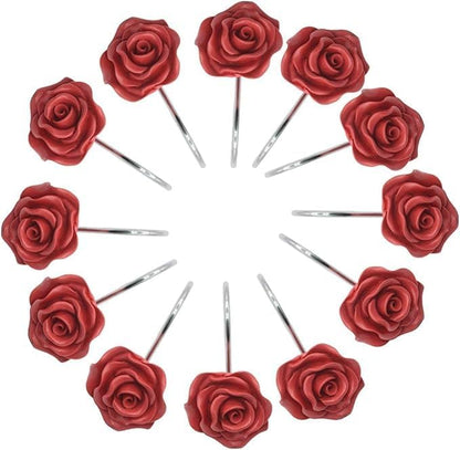 12 PCS Rose Shower Curtain Hooks Anti Rust Decorative Shower Curtain Rings