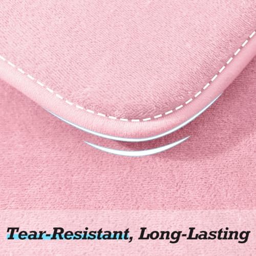 HUXMEYSON Bathroom Rugs Sets 3 Piece, Non-Slip & Quick Dry Bath Mat Set, Ultra Soft Velvet Bath Rugs for Bathroom, Toilet and Shower Floor, Rose Pink