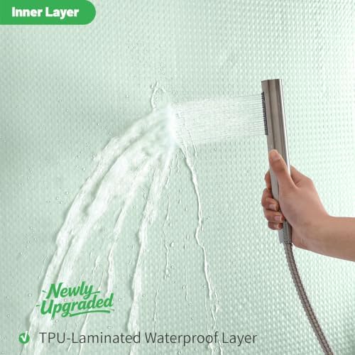 No Hook Waffle Shower Curtain, No Liner Needed, 71x74 Inch, Mint Green