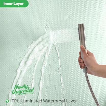 No Hook Waffle Shower Curtain, No Liner Needed, 71x74 Inch, Mint Green