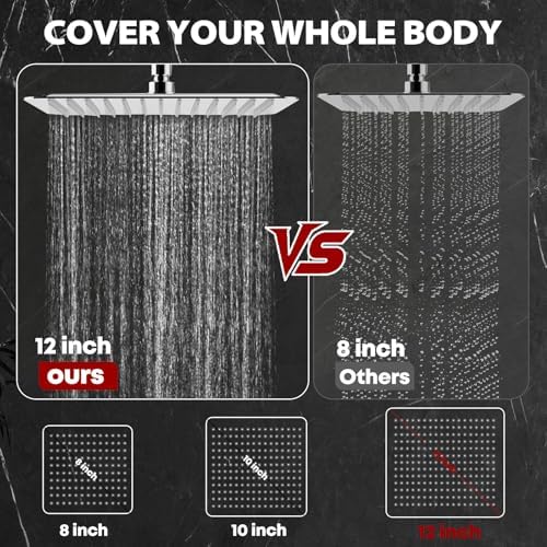 Shower Head,12 ”High Pressure Rainfall Shower Head with Handheld Dual Spray