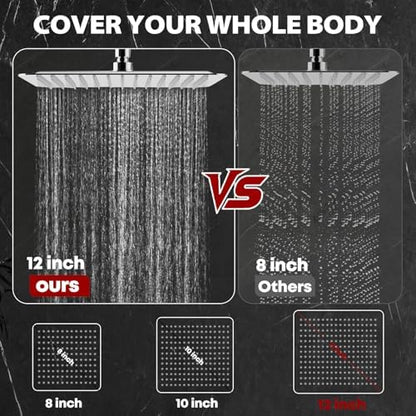 Shower Head,12 ”High Pressure Rainfall Shower Head with Handheld Dual Spray