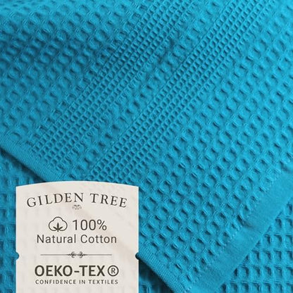 GILDEN TREE Waffle Hand Towels for Bathroom Quick Dry Towel Super Absorbent Thin 100% Cotton Lint Free, Hand Towels for Bathroom Set of 2, Classic Style (Aqua)