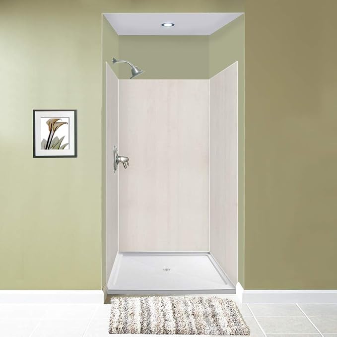 Transolid EWK484872-45 Expressions 3-Panel Shower Wall Kit, 48-in L x 48-in W x 72-in H, Bleached Oak