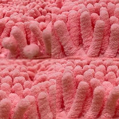 RUN HELIX Pink Bath Rug Set 2 Piece, Thick Soft Absorbent Chenille, PVC Backing Quick Dry Microfiber Mats, Machine Washable Mats for Shower Floor, Shaggy Bathroom Runner Bathmat Accessories Decor