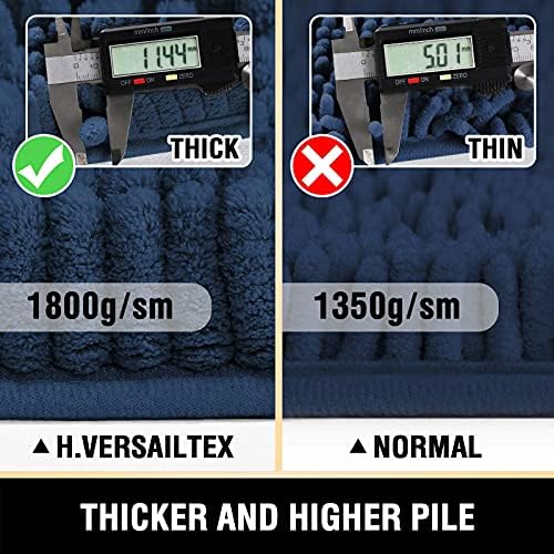 H.VERSAILTEX Bathroom Rugs Bath Mats Non Slip Luxury Chenille Bathroom Runner Rug 24x47 Extra Soft and Absorbent Shaggy Rugs Washable Dry Fast Area Carpet Mats for Bath Room, Tub - Navy