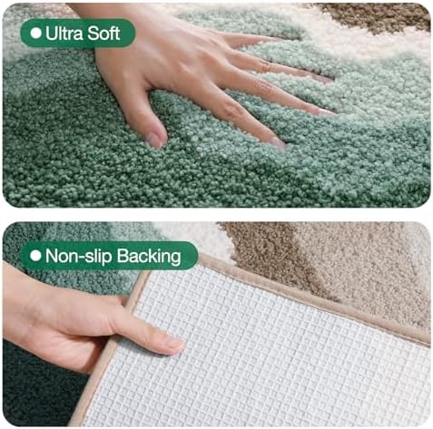 LUMI Coastal Bathroom Rug Soft Microfiber Absorbent Bath Mat 16x24