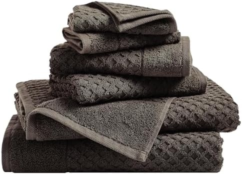 Great Bay Home Bath Towels - 100% Cotton 6 Piece Towel Set - Diamond Waffle Weave - Absorbent, Durable, Quick-Dry Towels for Bathroom (Midnight)