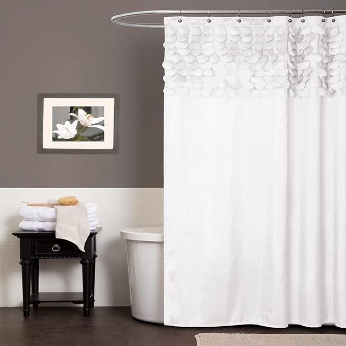 Lush Decor Lillian Shower Curtain, White, 72" x 72\