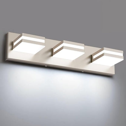 Bathroom Lights Fixtures Over Mirror, 360°Rotate Modern LED Vanity Lights for Bathroom, Dimmable & High CRI Acrylic Wall Lighting, No Assembly Required (Brushed Nickel, 3-Light, 16 Inch)
