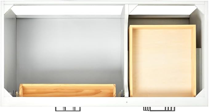 ARIEL Hepburn 42-inch Bathroom Vanity Base Cabinet,Solid Wood, 2 Soft Closing Doors, 5 Dovetail Drawers, White