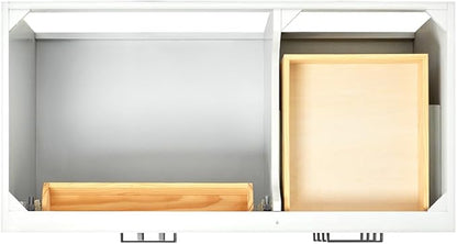 ARIEL Hepburn 42-inch Bathroom Vanity Base Cabinet,Solid Wood, 2 Soft Closing Doors, 5 Dovetail Drawers, White