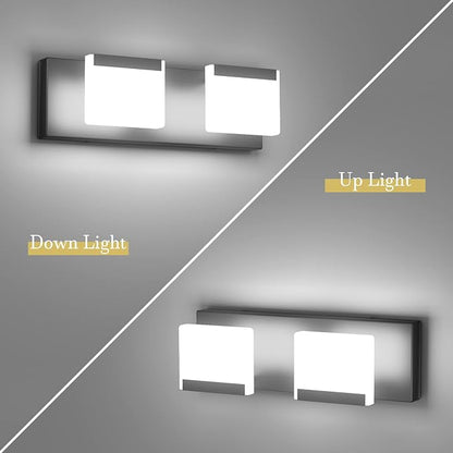 Ralbay Matte Black Vanity Light 2 Lights Bathroom Vanity Lights Acrylic LED Modern Black Bathroom Light Fixtures