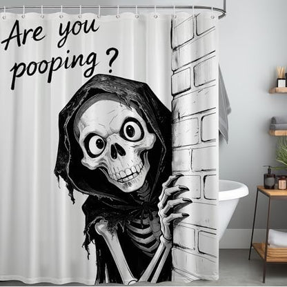 Extra Tall Shower Curtain XL are You Pooping Skul, 70 x 78 Inchs