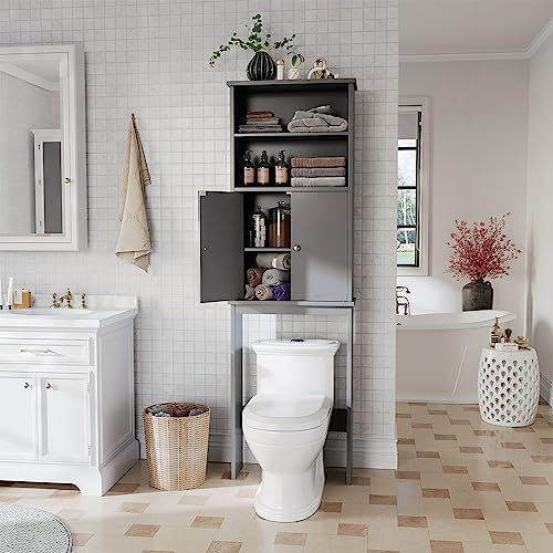 Over the Toilet Storage Cabinet, 75 in Bathroom Cabinet, Grey