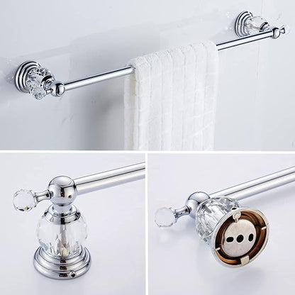 WINCASE Crystal Bathroom Hardware Set 24 Inch, Chrome Towel Bar Set, Silver 4 Piece Accessories Wall Mounted Coat Hook Hand Towel Ring Toilet Paper Holder