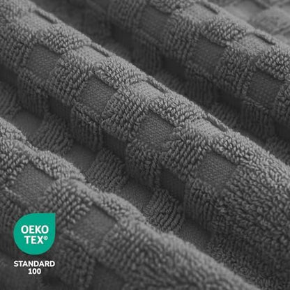 Feather & Stitch 100% Cotton 625 GSM Bath Towel Set of 6, Ultra Soft Highly Absorbent 2 Bath Towels, 2 Hand Towels & 2 Washcloth - Luxury Quick Dry Shower Towels (Dark Grey)