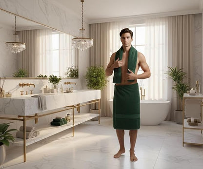 6 Piece Cotton Bath Towel Set -2 Bath 2 Hand 2 Face, Dark Green | 100% Cotton • Thick & Plush • Hotel Quality • Ultra Soft • Highly Absorbent • Quick Dry • Low Lint • Machine Washable