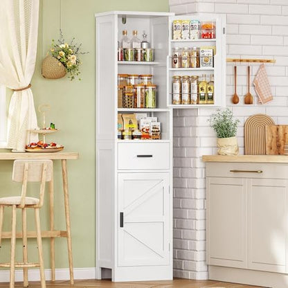 67" H Tall Storage Cabinet with 2 Doors, Narrow Bathroom Storage Cabinet
