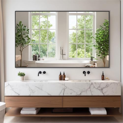 Bathroom Mirror 60" x 36", Large Rectangle Wall Mirror, Black