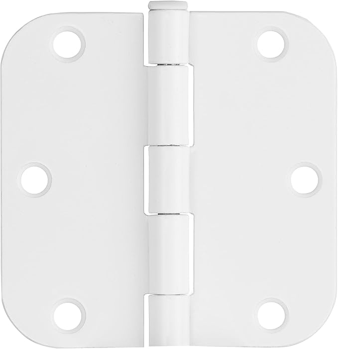 Design House Door Hinges for Interior Doors 6-Pack 3.5-inch x 3.5-inch – Rounded 5/8-inch Radius Steel Door Hinge – Painted White – Fits Standard Doors – Design House 189605