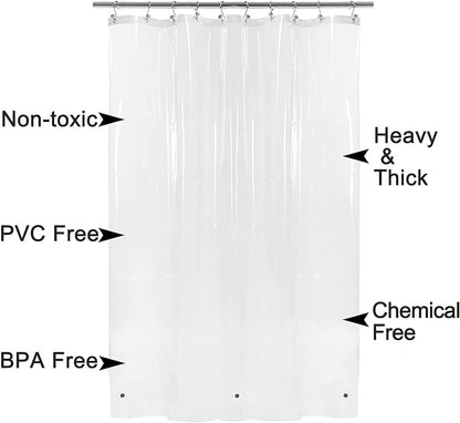 BAROSSA Design 48 inch Wide Stall Shower Curtain Liner with 3 Magnets - PEVA, Waterproof, PVC Free, Metal Grommets, Clear, 48x72