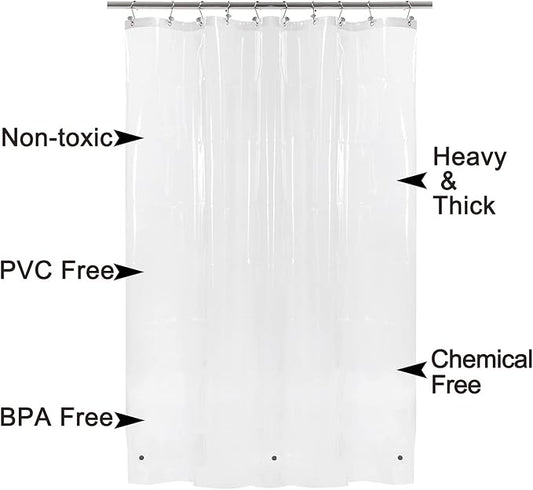 Barossa Design Small Shower Curtain for Shower Stall Size 36 x 72 inches,PEVA - Waterproof, Eco-Friendly, Non-Toxic, Odorless, PVC Free, Metal Grommets (Clear)