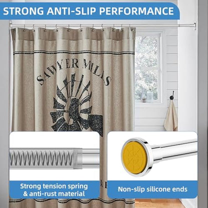 CorkLatta Chrome Adjustable Shower Curtain Rod 32 to 68 inch with 2 Holders
