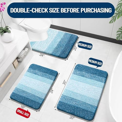 OLANLY Luxury Toilet Rugs U-Shaped 24x20, Soft Absorbent Microfiber Mat