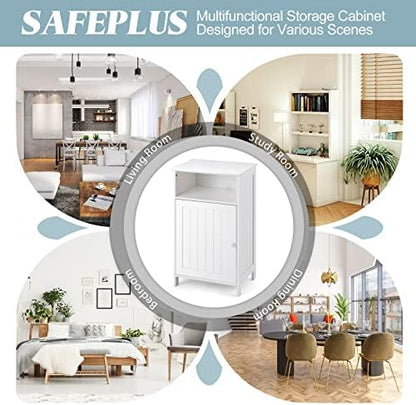 Small Floor Storage Cabinet/Organizer with Drawer and Door, For Bathroom & Toilet, White