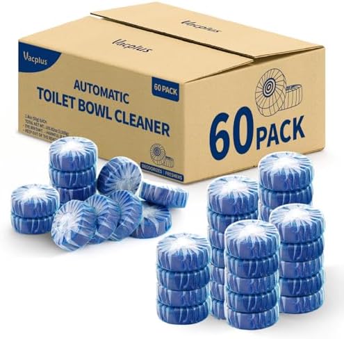 Vacplus Toilet Bowl Cleaner Tablets, 60 Pack, Auto Cleaning, Long-Lasting