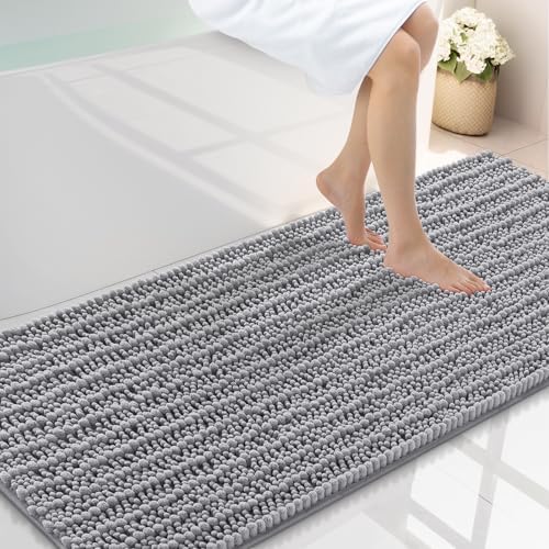 Smiry Bathroom Rugs 59X24, Extra Soft Rubber Backing Chenille Bath Mats
