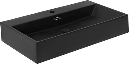 Swiss Madison Claire 30” Rectangle Wall-Mount Bathroom Sink in Matte Black