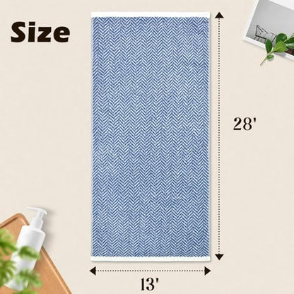 Cleanbear 4-Pack Cotton Hand Towels with Herringbone Stripes, 13 x 28 Inch