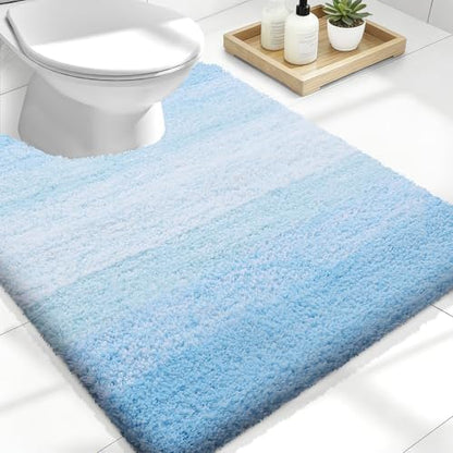 OLANLY Luxury Toilet Rugs U-Shaped 24x20, Soft Absorbent Microfiber Mat