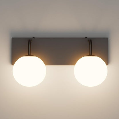 Tipace Black Vanity Light Fixtures, 2-Light Modern Bathroom Light Over Mirror with White Milk White Globe Glass for Bathroom (Exclude Bulb)