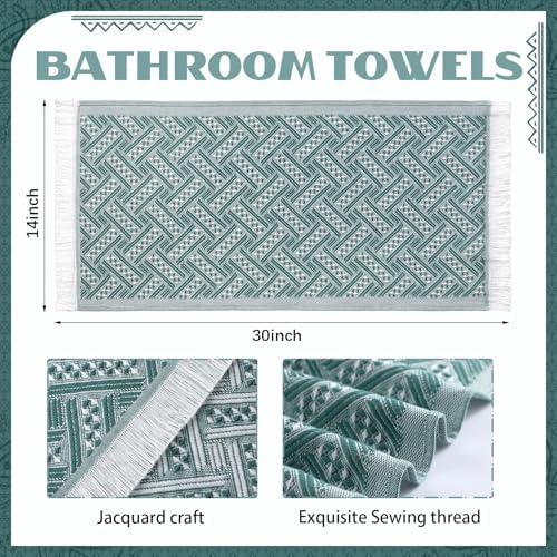 HunnmingRe 4 Pack Boho Hand Towel for Kitchen, Green