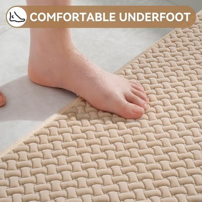 YDKGL Bathroom Rugs Non Slip, Foam Weave Texture Bath Mat, Brown 20x31