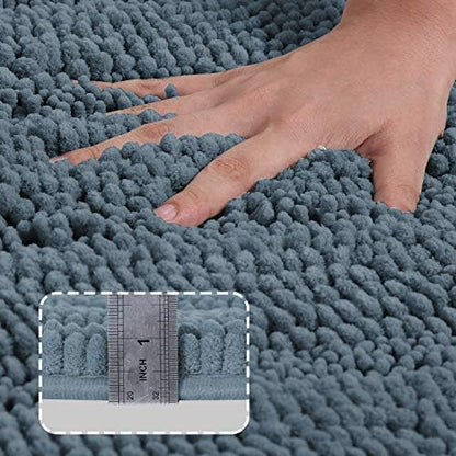 2 Piece Bathroom Rug Set with Toilet Mat, Soft Absorbent Chenille, Non-Slip