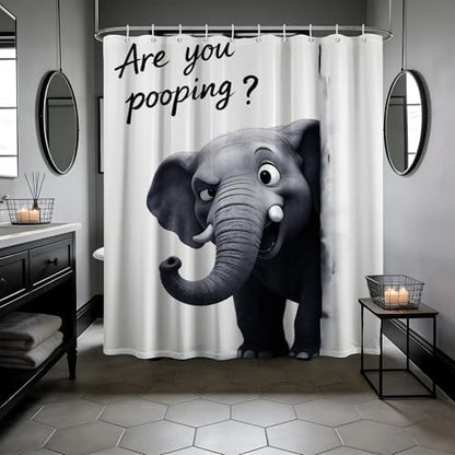 Funny Elephant Shower Curtain are You Pooping, 60x72 Inchs