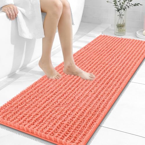 OLANLY Bathroom Runner Rugs 47x17, Thick Soft Absorbent Chenille Bath Rugs